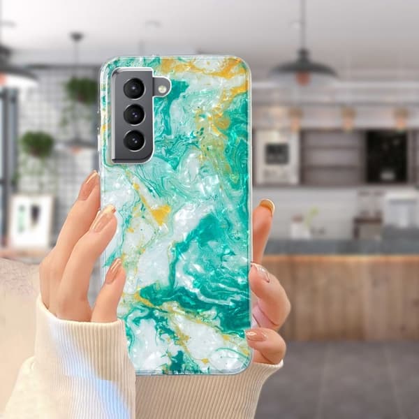 Marble Samsung Galaxy S21 Plus 5G Etui - Grønn Klinkekule Green