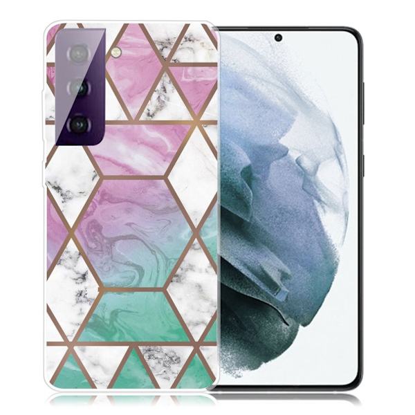 Marble Samsung Galaxy S21 Plus Etui - White Diamond in Colorful Background Multicolor