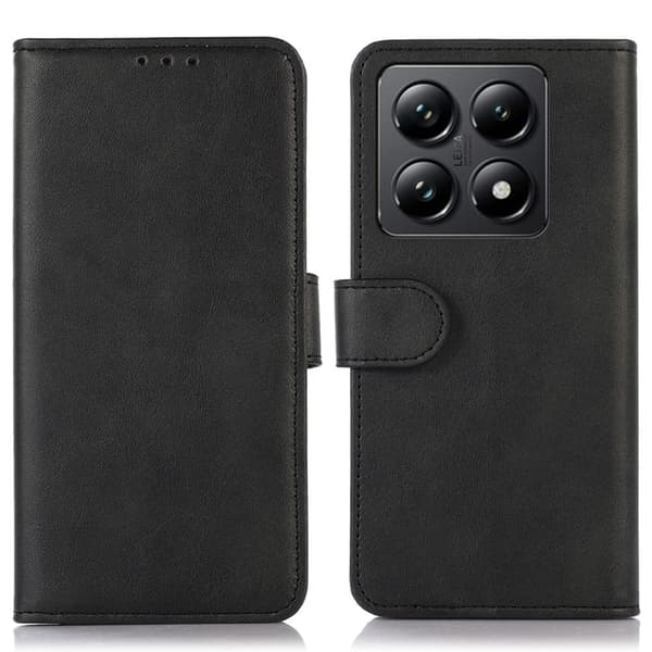 Xiaomi 14T Pro ægte læderetui med kreditkortlommer - Sort Black