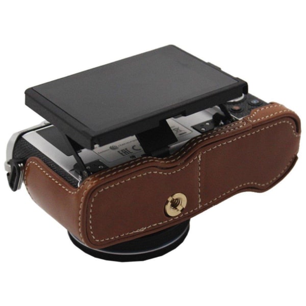 Olympus PEN E-P7 leather cover with battery opening - Coffee Brown