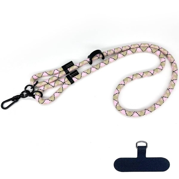 Justerbar polyestertelefonrem med rep och högkvalitativ patch Vit / Rosa Vit