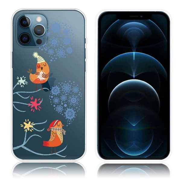 Christmas iPhone 12 / 12 Pro fodral - Singing Birds Brun