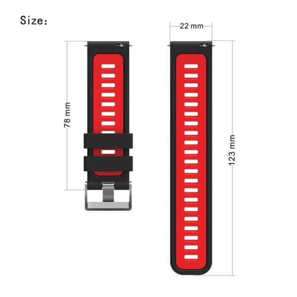 22mm Universal tofarvet silikone urrem - Sort / Græsgrøn Black