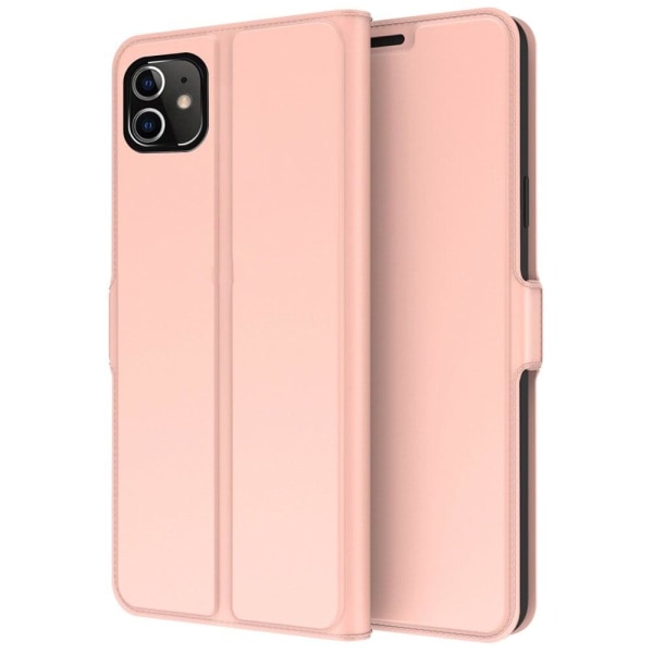 Glat og tyndt premium iPhone 12 / iPhone 12 Pro læderetui - Pink Pink