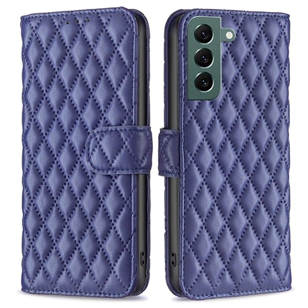 Rombemønster, matt flip-deksel for Samsung Galaxy S22 Plus - Blå Blue