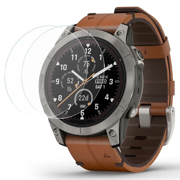 2-pack Garmin Fenix 7 Pro karkaistua lasia kellon näytönsuoja 2.5D kaaren reuna Transparent