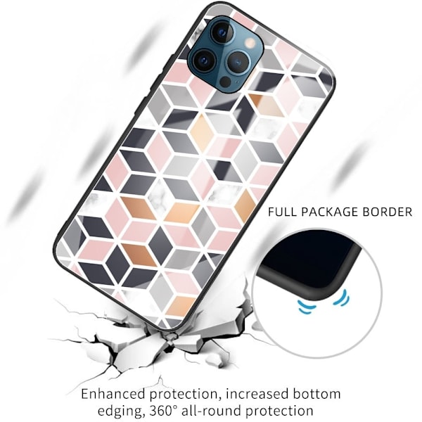 Fantasy Marmor iPhone 15 Pro Max skal - Rosa / Svart Kub Silvergrå