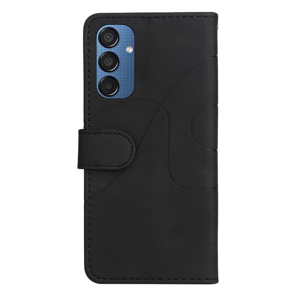 Tekstureret Samsung Galaxy M15 læderetui med rem - Sort Black