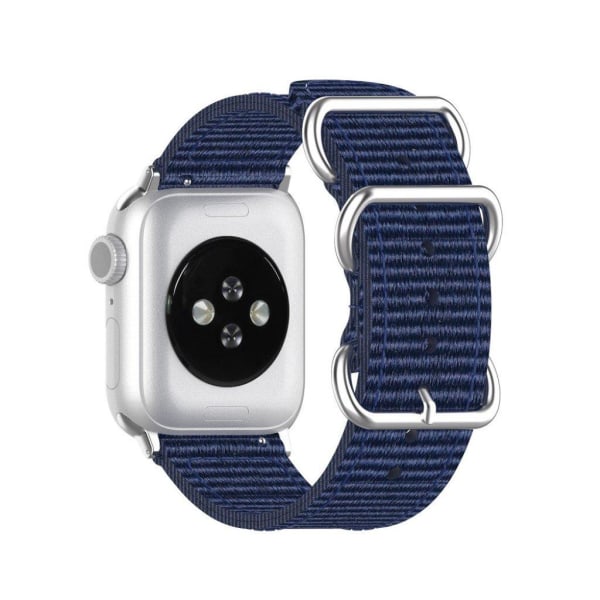 Apple Watch Series 5 44mm stripe mönster nylon klockarmband - mörkblå Blå