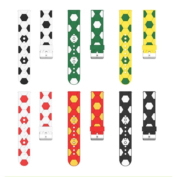 22 mm universalarmband för fotbollsklocka i silikon - Gul / Grön Gul