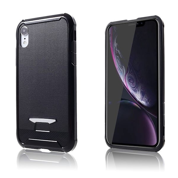 iPhone Xr hybrid etui med granuleret tekstur - Sort Black