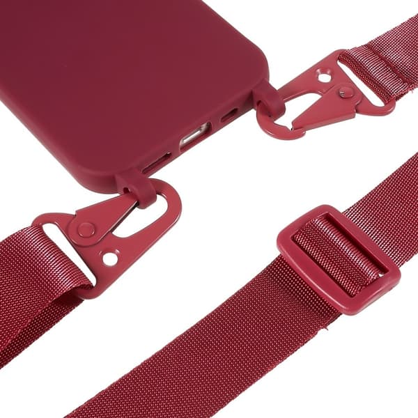 Ohut TPU-kotelo, jossa on mattapinta ja säädettävä hihna iPhone 13 Pro Max - Punainen Red