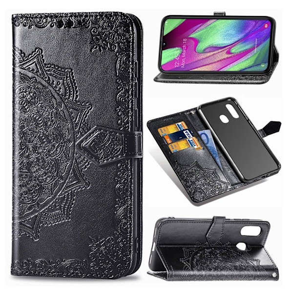 Mandala Samsung Galaxy A40 Flip etui - Sort Black