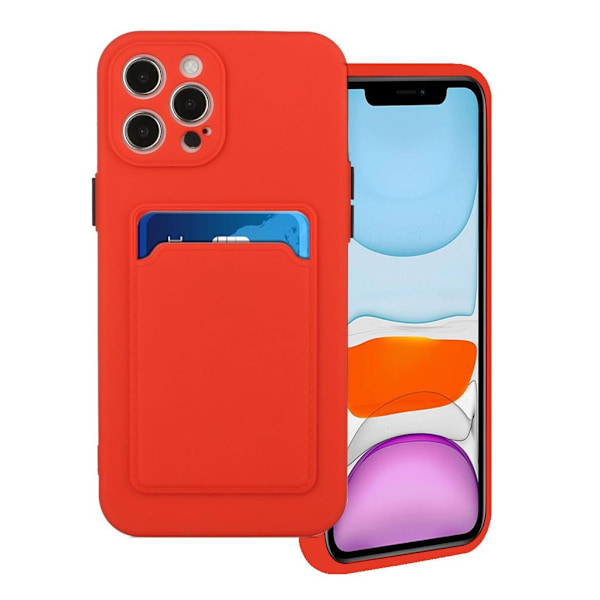 Card Holder Suojakuori For iPhone 12 / 12 Pro - Punainen Red
