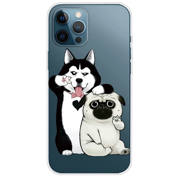 Deco iPhone 14 Pro skal - Två Hundar Silvergrå