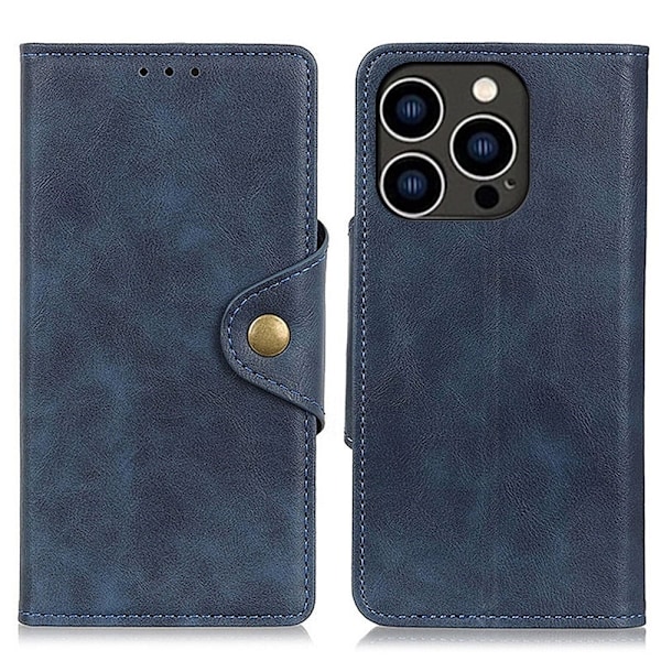 Alpha iPhone 14 Pro læder flip etui - Blå Blue