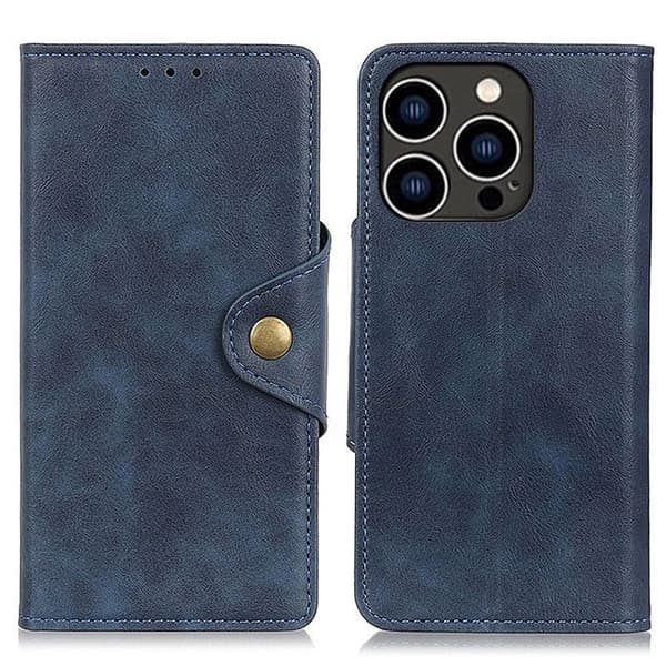 Alpha iPhone 14 Pro nahkainen läppäkotelo - Sininen Blue