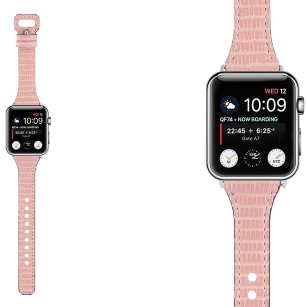 Apple Watch 42mm - 44mm bambukuvioitu aito nahkaranneke - Pinkki Pink