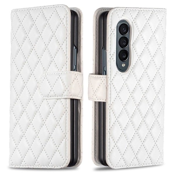 Rhombus Pattern Matte Läppäkotelo For Samsung Galaxy Z Fold4 - V White
