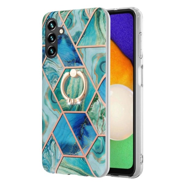 Marble Patterned Suojakuori With Ring Holder For Samsung Galaxy A14 - Vihreä Green