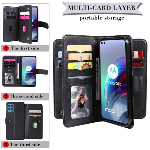 Motorola Moto G100 / Motorola Edge S fodral med 10 fickor - Grön Grön