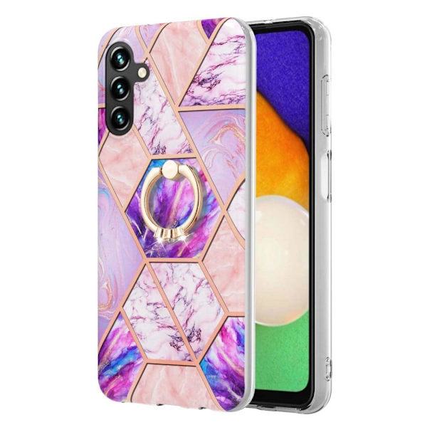 Marble Patterned Suojakuori With Ring Holder For Samsung Galaxy A54 - Vaaleanvioletti Purple