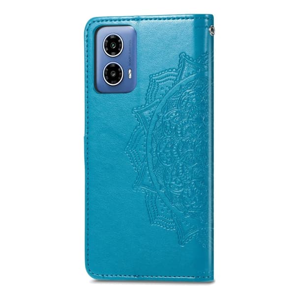 Mandala läder Motorola Moto G34 fodral - Blå Blå