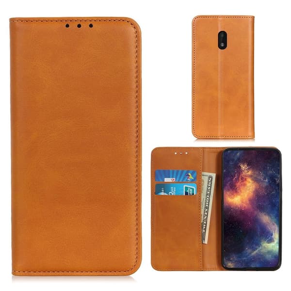 Flip Etui med Pung i Ekte Lær til Nokia C1 Plus - Brun Brown