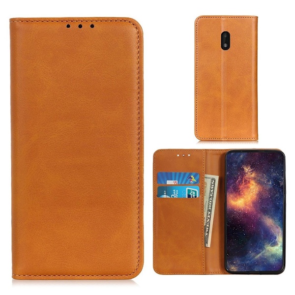 Wallet-style ægte Læder Flipcase til Nokia C1 Plus - Brun Brown