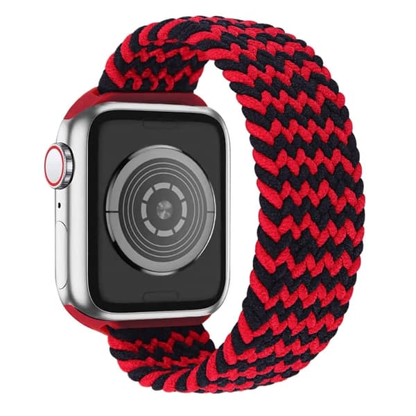 Apple Watch (45 mm) elastiskt klockarmband - Svart / Röd / Storlek: S Röd