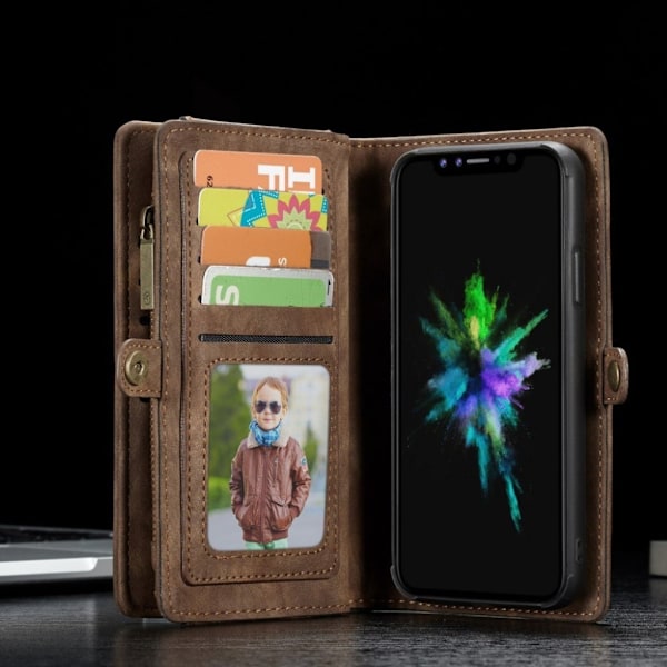 CASEME iPhone Xs Max splitlæderetui i vintagestil - Brun Brown