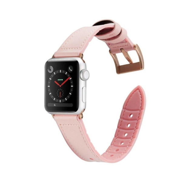 Apple Watch Series 6 / 5 44mm silicone + leather coated watch band - Light Pink Rosa