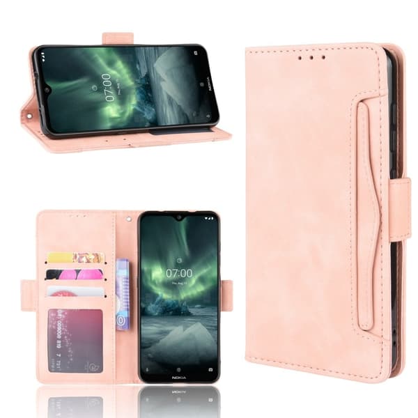 Stilfuldt Læder Etui med Pung til Nokia 7.2 / 6.2 - Lyserød Pink