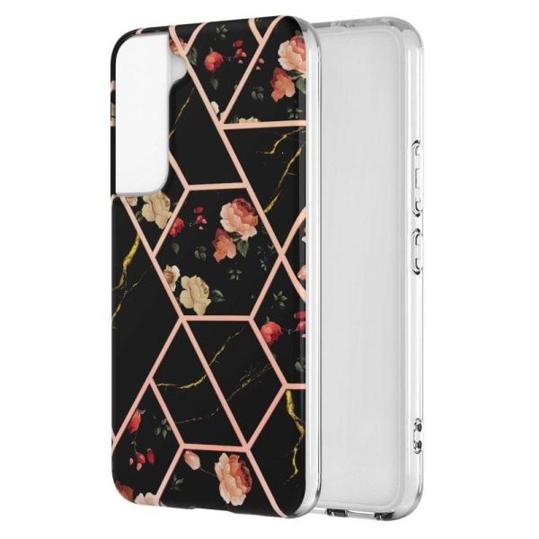 Marble Samsung Galaxy S22 Suojakotelo - Black Flowers Black