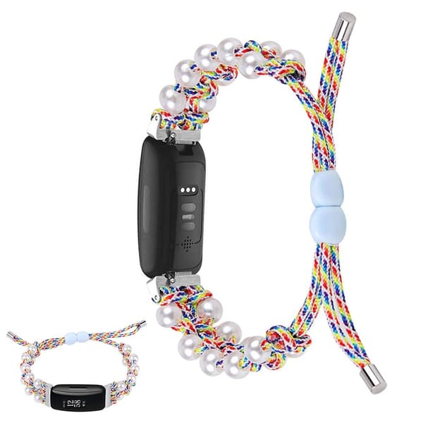 Fitbit Inspire 2 nylonutsmykket klokkerem i perlestil - Regnbue Multicolor