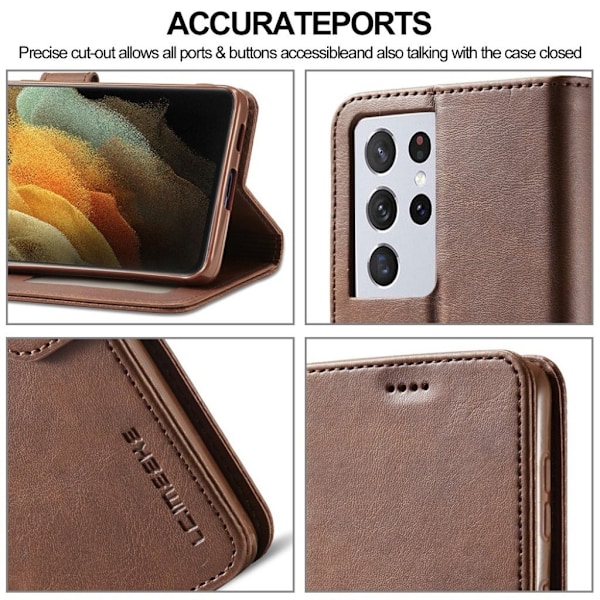 LC.IMEEKE Samsung Galaxy S21 Ultra flip etui - kaffe Brown