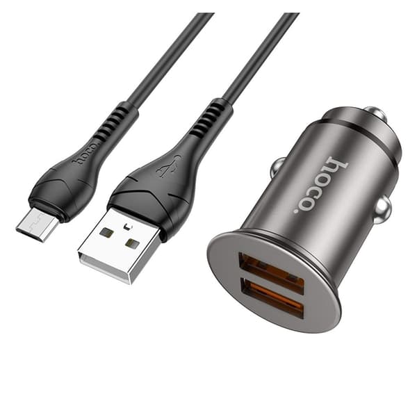 NZ1 Developer 36W dual port QC3.0 biloplader sæt (Micro) - Metalgrå Silver grey