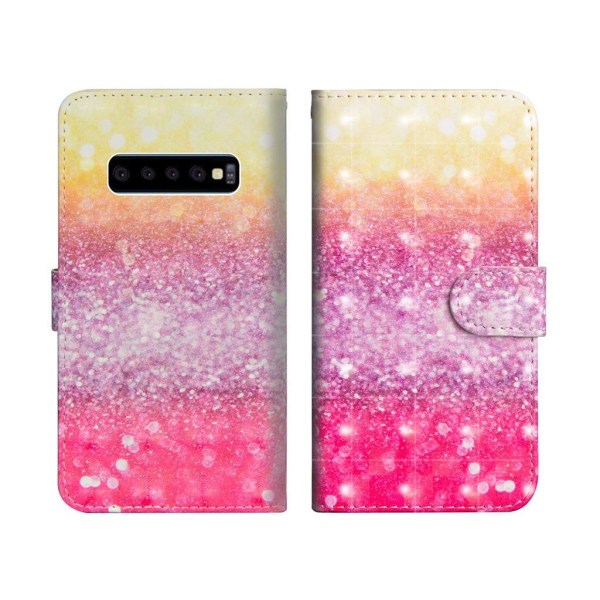 Samsung Galaxy S10 lysspot decorations læder flip etui - Glimmer Multicolor
