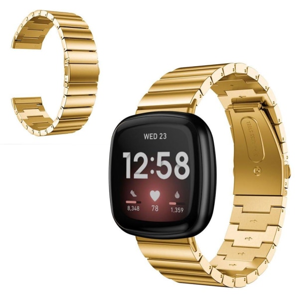 rostfritt stål single row klockarmband för Fitbit Versa 3 - guld Guld