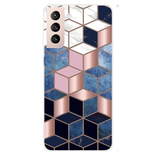 Marmormotiv Samsung Galaxy S22 Plus skal - Blå / Guld Kub multifärg