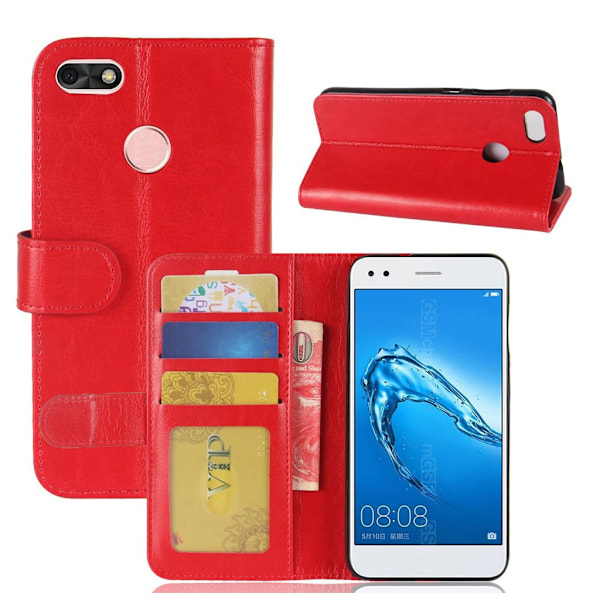 Huawei P9 Lite Mini design nahkakotelo - Punainen Red