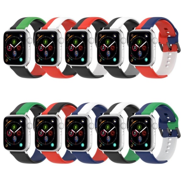 Apple Watch Series 6 / 5 40mm kolmivärinen silikoninen ranneke - Musta / Punainen / Valkoinen Multicolor