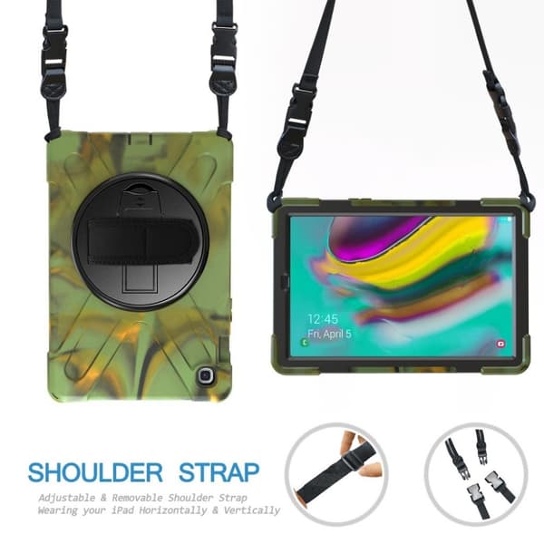 Samsung Galaxy Tab S5e 360 Graders X-Shape Silikon Combo Etui - Army Grønn Green