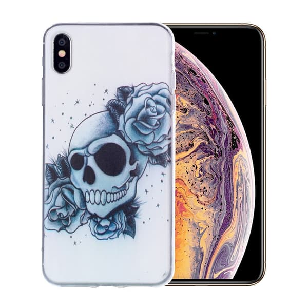 iPhone Xs Max Unikt silikonplast mobilskal med bildmotiv - Blommig Döskalle multifärg