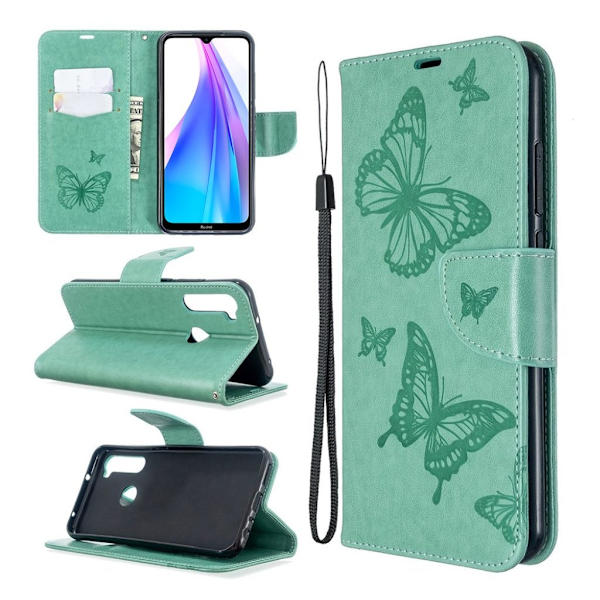 Butterfly Xiaomi redmi Note 8T flip case - Grønn Green