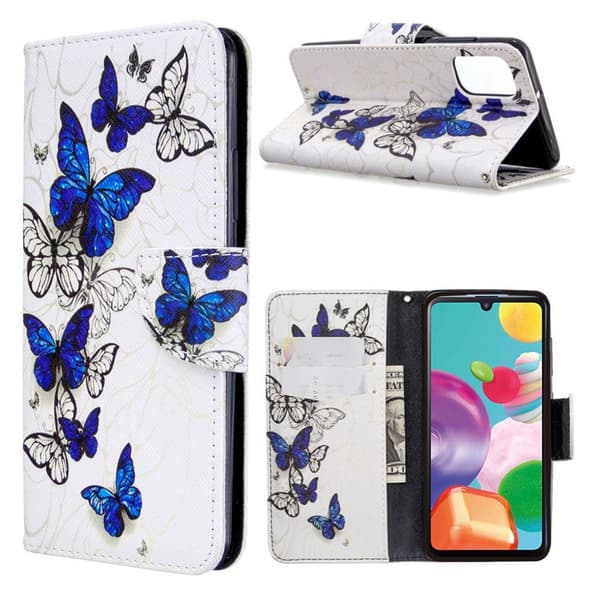 Wonderland Samsung Galaxy A41 flip etui - blå sommerfugler Blue
