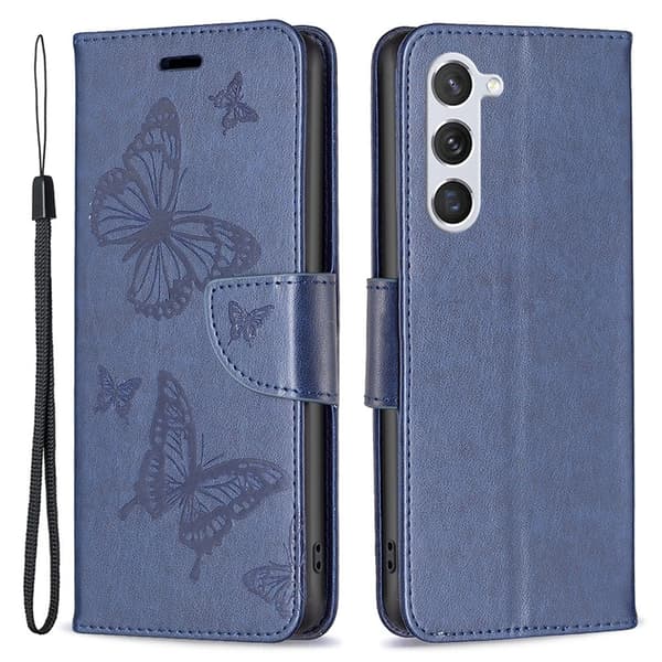 Butterfly Samsung Galaxy S24 skinnveske - Blå Blue