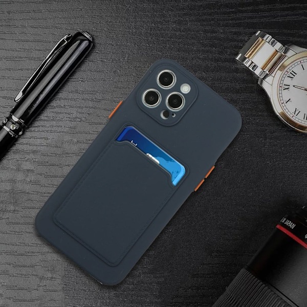 Card Holder Suojakuori For iPhone 13 Pro - Tummansininen Blue