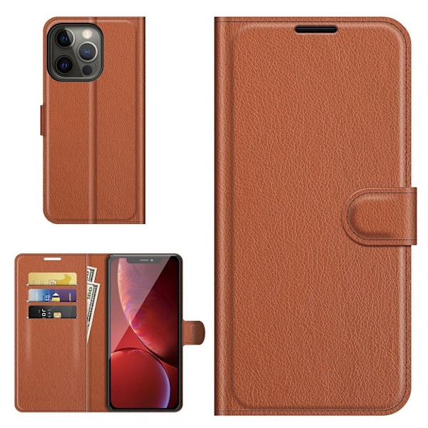 Klassisk iPhone 13 Pro Max flip etui - Brun Brown