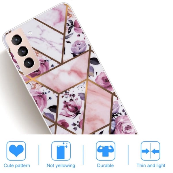 Marble Samsung Galaxy S22 Suojakotelo - Elegant Roses Tile Multicolor